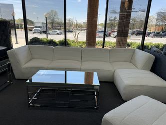 Modular Sectional With Faux Sheep Skin Trendy Textured Upholstery On Promotion