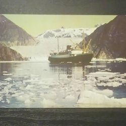 Tracy Arm Glacier Fiord Alaska S.S. Glacier Queen S.S. Yukon Star Cruise Ship 1960's Vintage Collectible Postcard Post Card PC