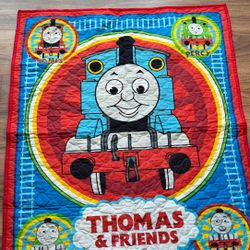 Thomas Tank Engine Fabric Quilt Panel Blanket Train  44x33 Crib Toddler Bed READ