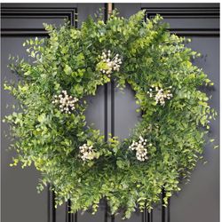 24 Inch Eucalyptus Wreaths for Front Door Decor– Artificial Greenery Front Door Wreath, Outdoor Wreaths for Front Door for Spring, Summer, Fall & All 