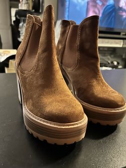 Brown Platform Chelsea Booties — Size 8
