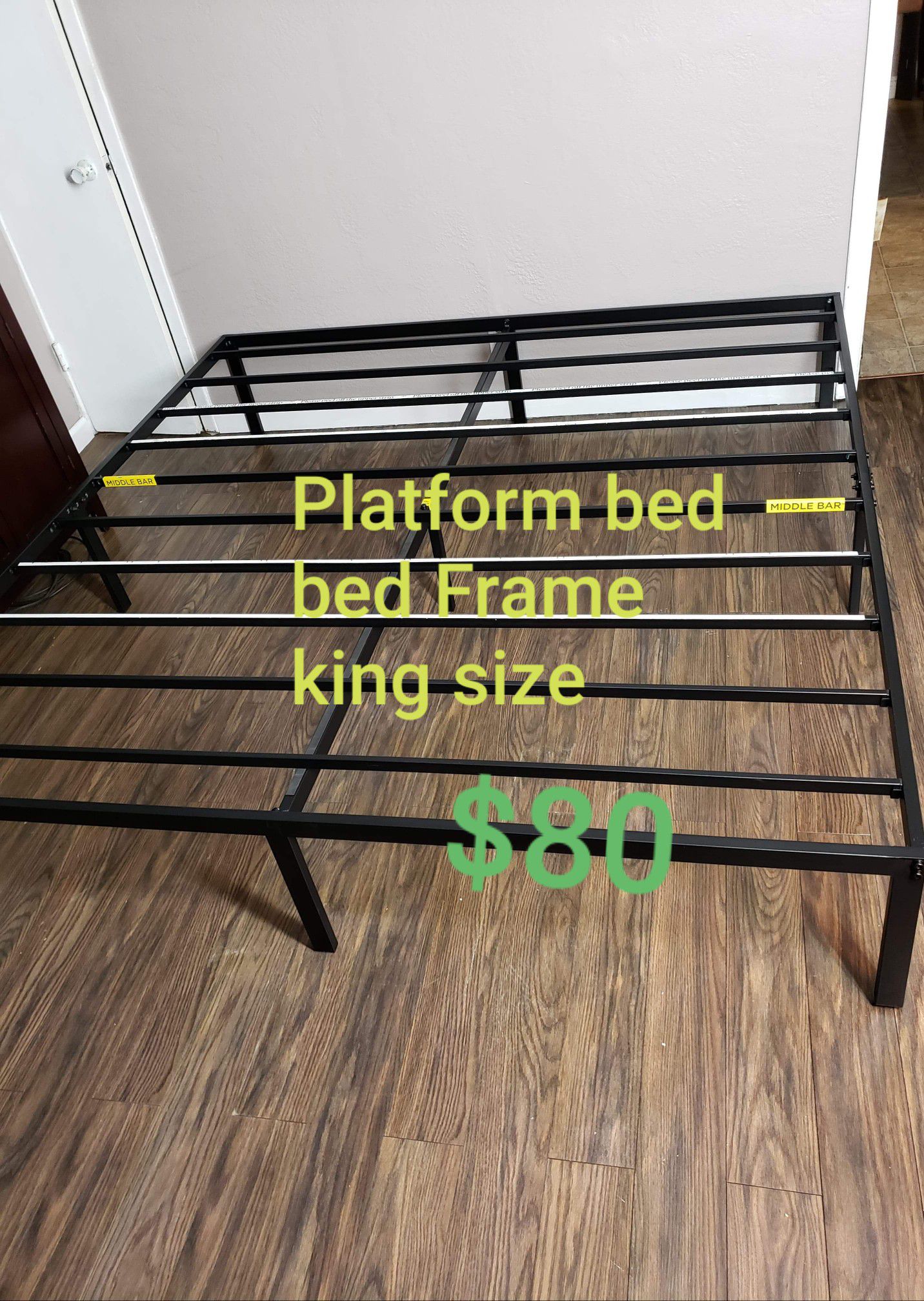 Platform bed frame king size. 14" Tall. New. Free delivery.