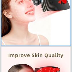 Red Light Therapy Mask for Face- Cordless 4 Modes LED Red Light Face Mask with 2 Rechargeable Controllers, Glow Time Red Light Therapy Mask for Anti-F