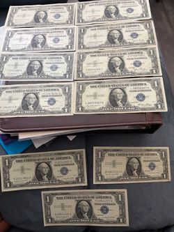 11 silver certificate dollar bills