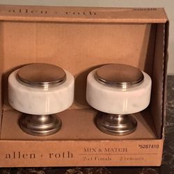 Allen + Roth Finials Brucked Nickel & Marble Fits 1" Diameter Rods