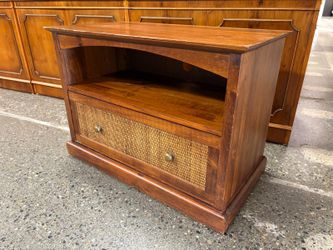 PIER 1 Light Wood Cane Drawer Media Stand
