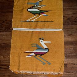 Vintage 1960s South American Textile Art Roadrunner