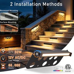 12 Pack 7 Inch Retaining Wall Lights, 2700K LED Hardscape Lighting 12V AC/DC Low Voltage Landscape Lighting, IP65 Waterproof Outdoor Step Lights, 5W 5
