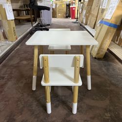 Costway Kids Wooden Table & 2 Chairs Set Children Play Activity Table Furniture Set Living Room