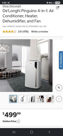 12500btu de'longhi pinguino 4 in 1 portable air conditioner