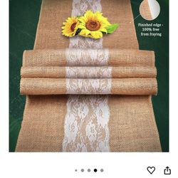 6 Burlap Table runners With Lace