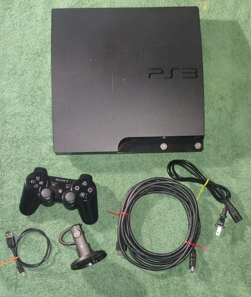 Sony PlayStation 3 Slim 120GB Console -  & Sony PS3 Bluetooth Ear Piece 