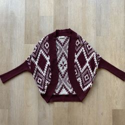 Women’s Hollister Aztec Pattern Cardigan in Red/Maroon/White 
