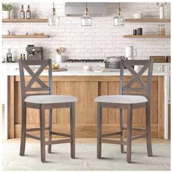 COLAMY Wooden Counter Height Bar Stools 