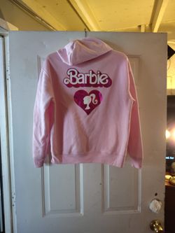 Barbie Metallic Print Zip-Front Hoodie Sweatshirt