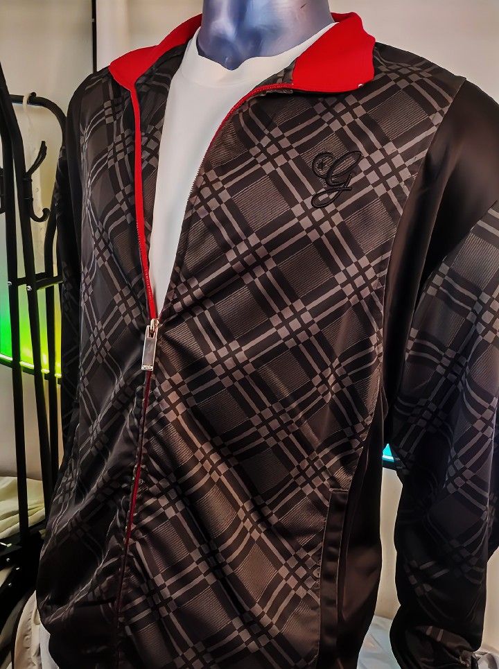 Vintage G-Unit Men’s XL Black Plaid Track Jacket Y2K