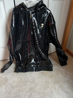 🔥Mens Lrg  Black And Gold Sequence Jacket 