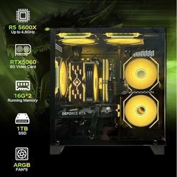 AEXPXO Gaming PC Desktop,Prebuilt Gaming Computer with,AMD Ryzen 5 5600X 3.7GHz,RTX5060 8GB