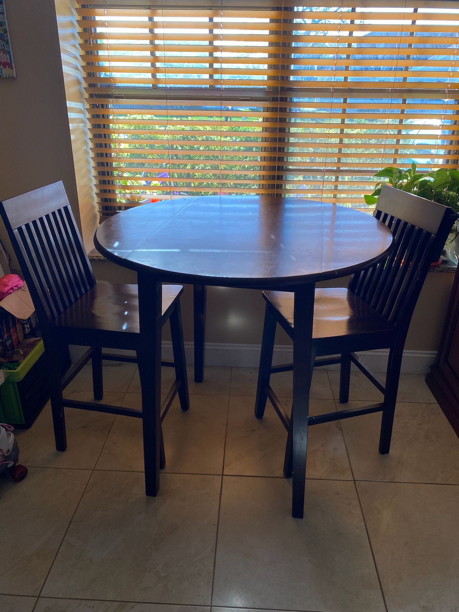 Solid Wood Dining Set - Bar Height Table with 2 Chairs - Delivery Available for a Fee - See My Other Items 😀