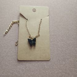 Butterfly Necklace ( Black Glitter)