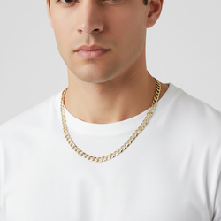 14K Yellow Gold 24" Diamond Cut Curb Chain