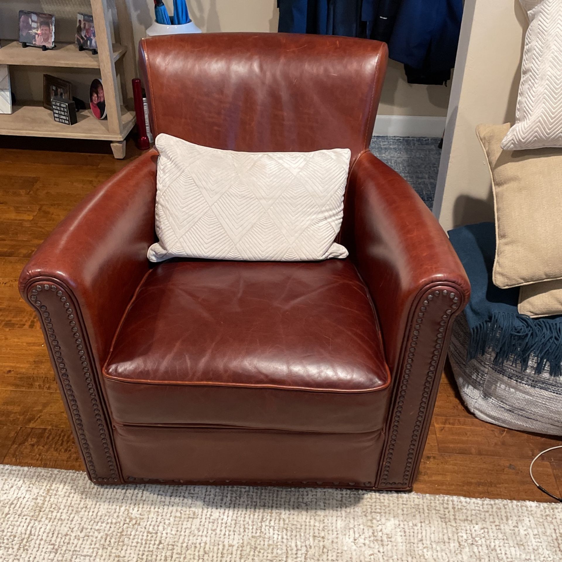 Pottery Barn Leather Swivel Chair