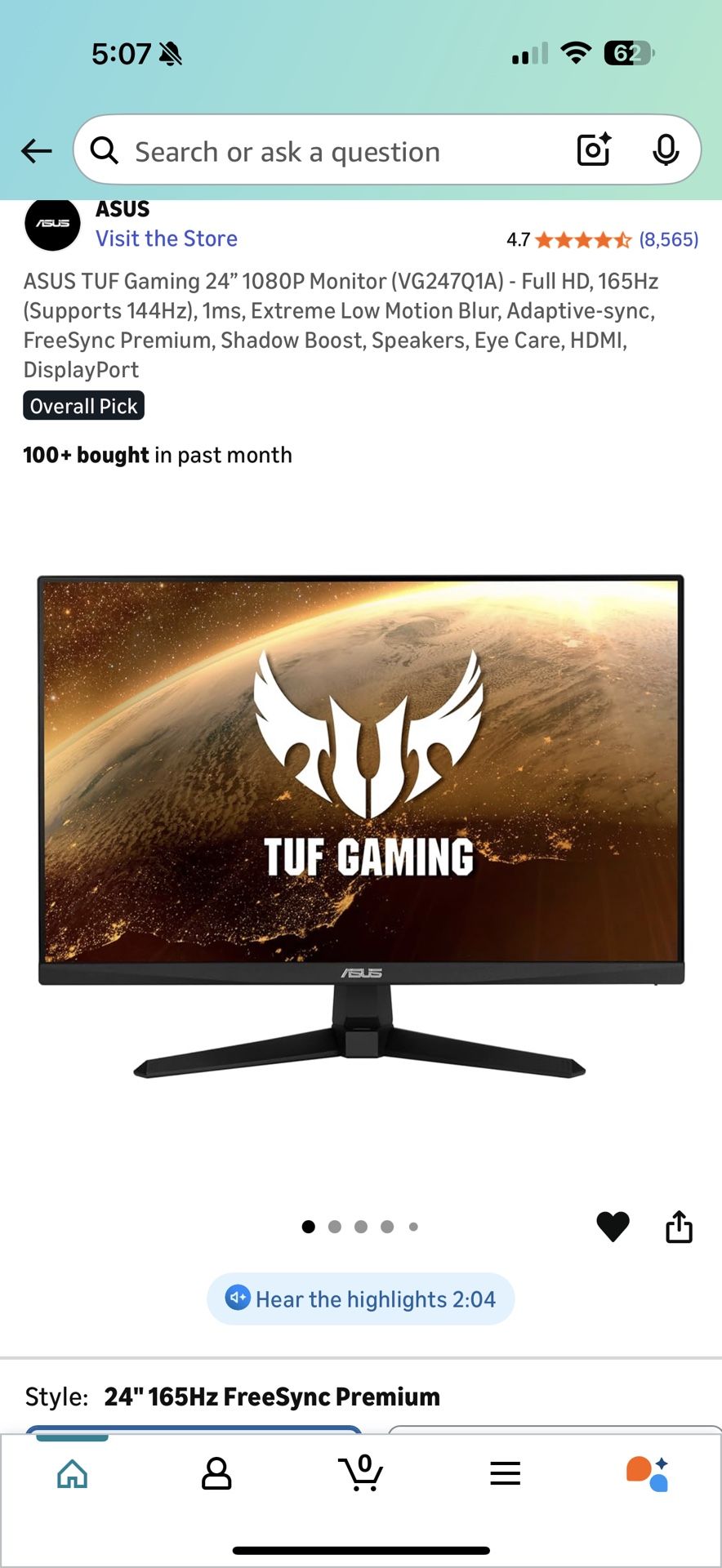 3 Asus Gaming Monitors