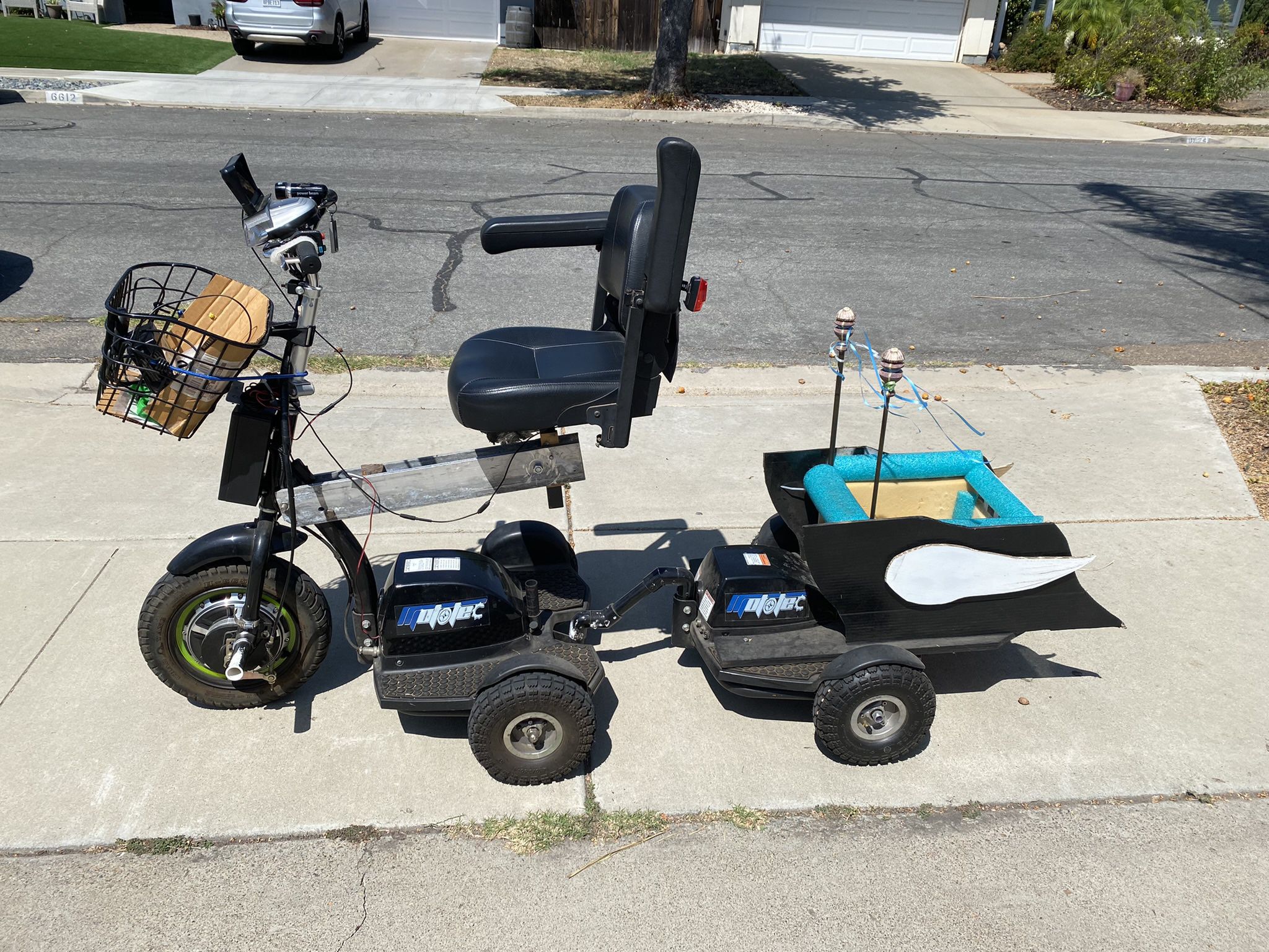Custom Designed Scooter w/ Carrier For A Small Dog w/backup Camera To See Behind You When Riding