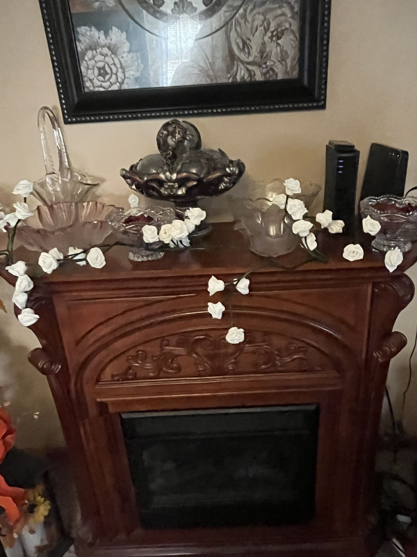 Light Up White Rose Garland