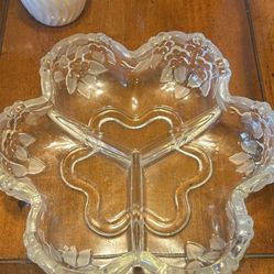 Vintage Glassware Relish Condiment Tray 3 Compartments