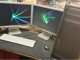 Apple Mac Pro Desktop w/ Upgrades Dual 20” Cinema Displays Isight camera keyboard mouse Still Fast!!