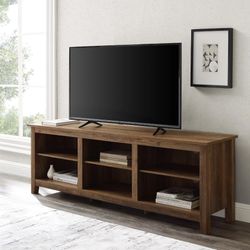 Woven Paths Open Storage TV Stand for TVs up to 80", Reclaimed Barnwood Reclaimed Barnwood - 70" L x 16" D x 24" H