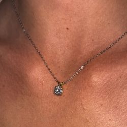 Solitaire 2ct Moissanite Diamond 14k Gold Plated 925 Silver Pendant