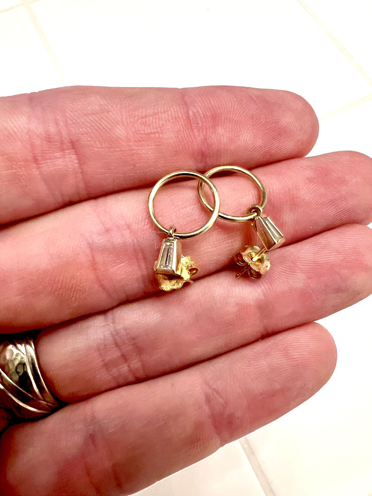 Real 14k Gold And Diamond Ear Rings