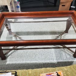 Beautiful Wooden And Glass Coffee Table