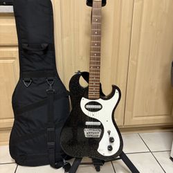 Telestar Mona Black Gold glitter Electric Guitar, Bag, Stand