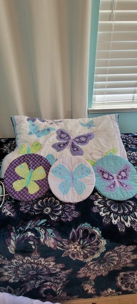 Butterfly Nursery Decor, Pillow Sham &Lamp,