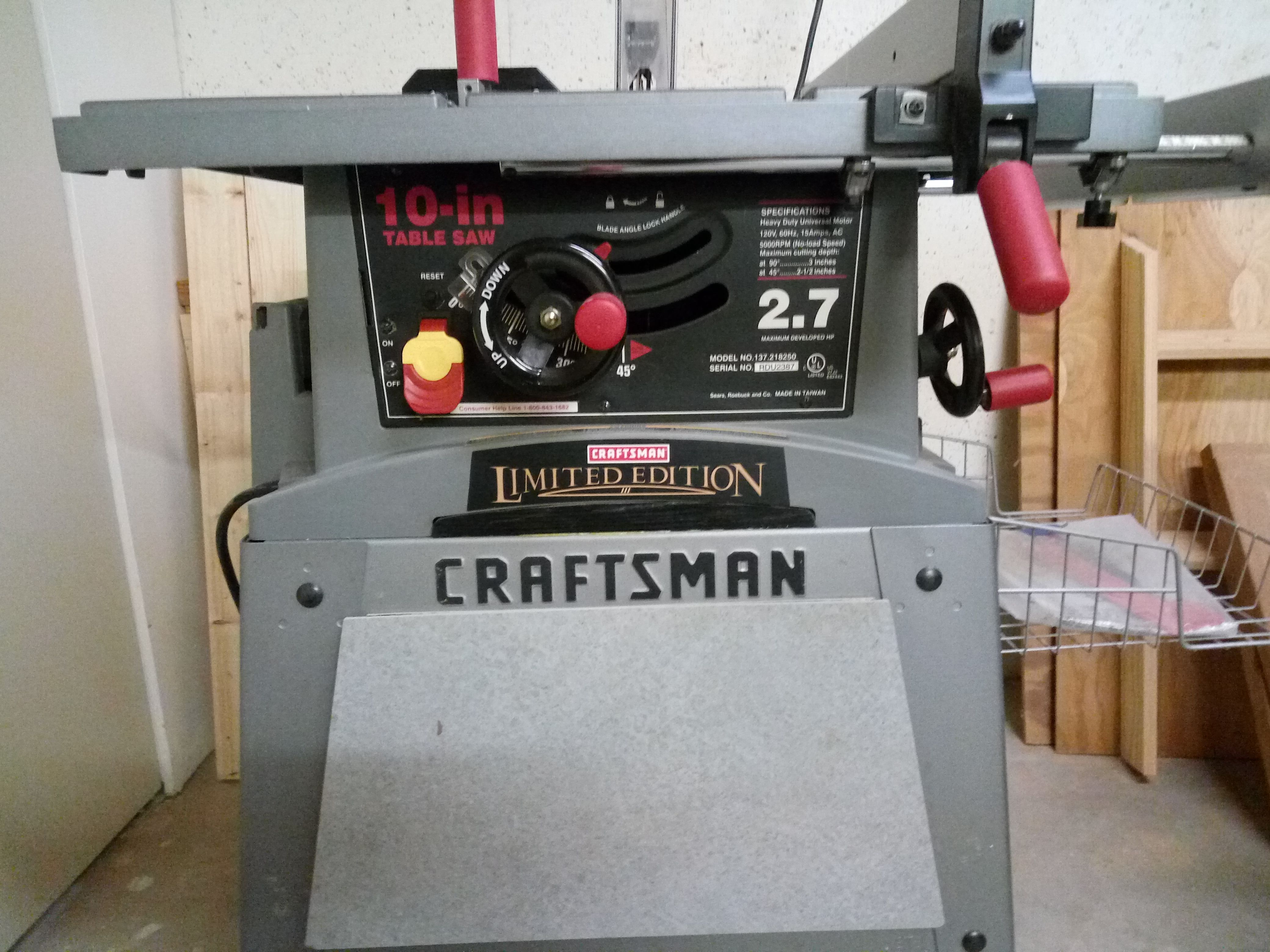 Craftsman limited edition table 2024 saw 2.7 hp