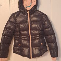 Michael Kors Puffer Coat Girls Size 14 Black Pink