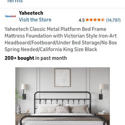 (Cal king)Yaheetech Classic Metal Platform Bed Frame