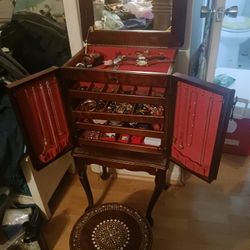 Beautiful Jewelry Cabinet With Stool