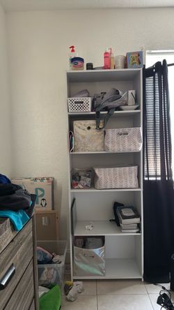 White 5-Shelf Bookcase Storage Unit