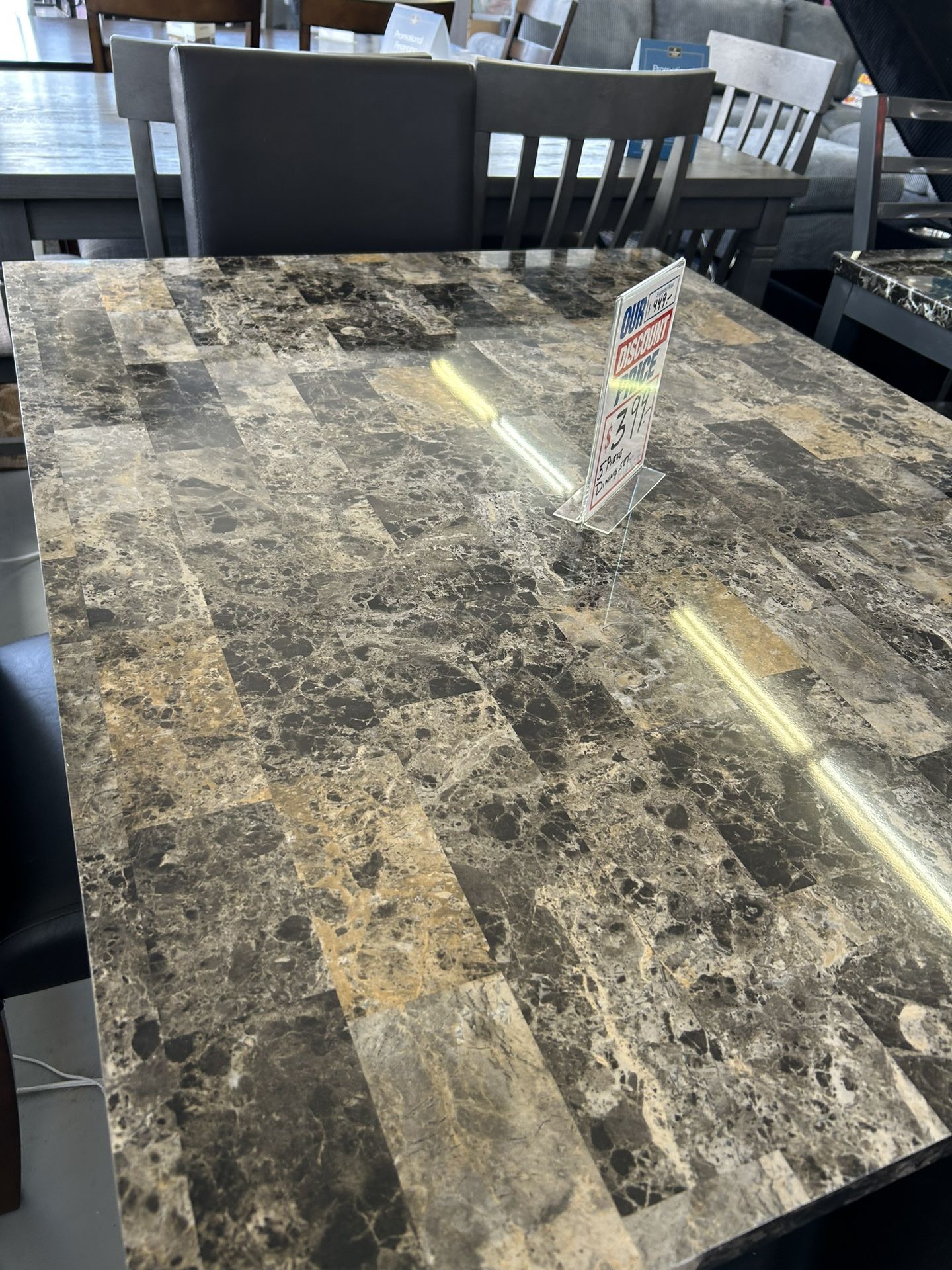 5 Piece Dining Set Faux Marble Top Brand New In Box