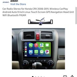 Car Radio Stereo for Honda CRV 2006-2011, Wireless CarPlay Android Auto 9 Inch Linux Touch Screen GPS Navigation Head Unit WiFi Bluetooth FM/AM