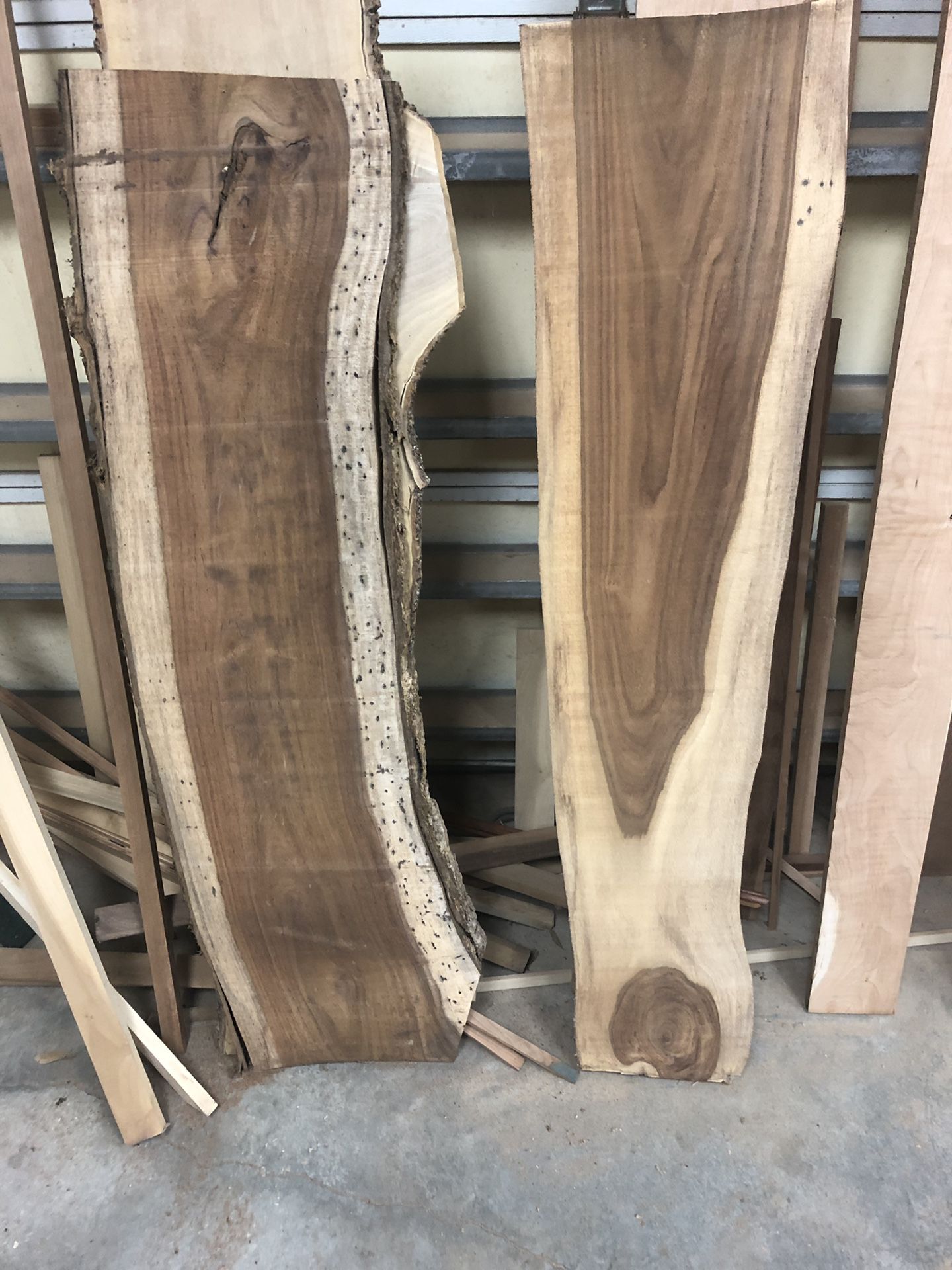 Rosewood and sycamore slabs