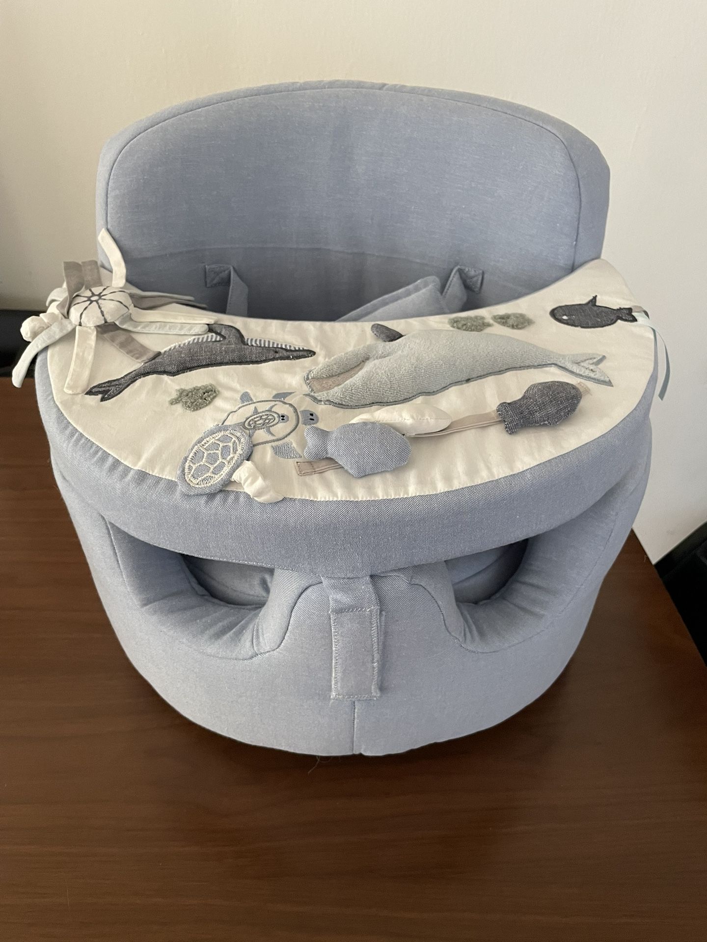 New Pottery Barn Baby Sit Me Up Suppor Chair In Blue