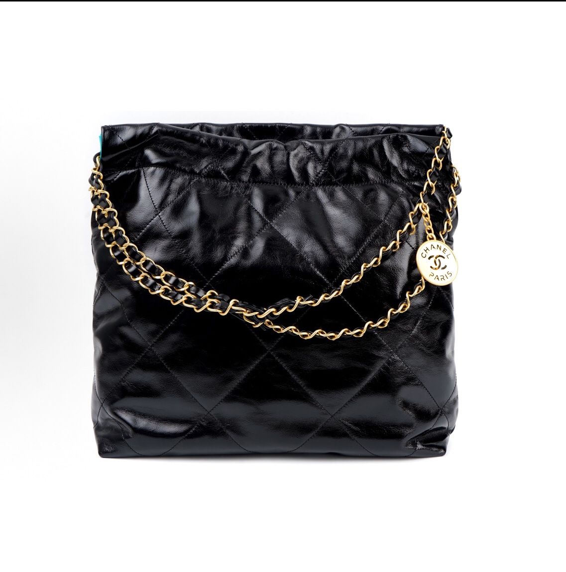 CHANEL 23A 22Bag, ultra-large capacity, old gold standard, gold coins, leather chain, diamond, annual bag king, cowhide, tote bag, tote bag, (86)77