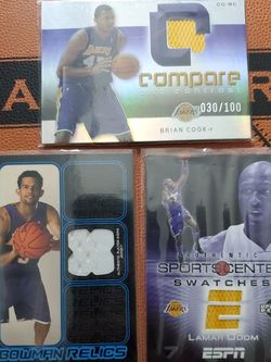 3 Card Lot- Jordan Farmar, Lamar Odom Jersey Cards, Brian Cook/Caron Butler 2 Sided Jersey Card