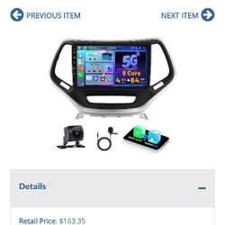 Lot # UB3108: 8 CoreAndroid 15 4G 64G Car Radio Stereo for Jeep Cherokee 8 Wireless Carplay Android Auto 101 Inch IPS Touch Screen Car Radio Bl