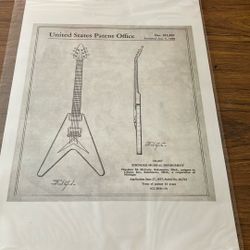 GIBSON FLYING  V  PATENT ART PRINT